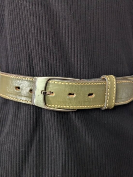 Brushy Creek Vintage green Leather curved Belt  36.5\